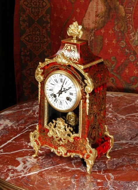 fig 2. Antique French Boulle Boudoir Clock by Samuel Marti, French - Circa 1900.